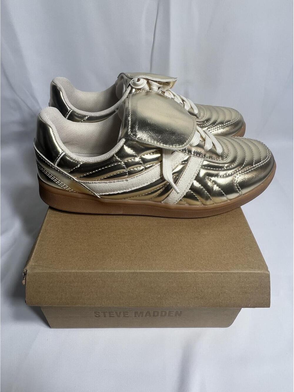 Steve Madden Madrid Gold Metallic Sneakers Size 7.5M